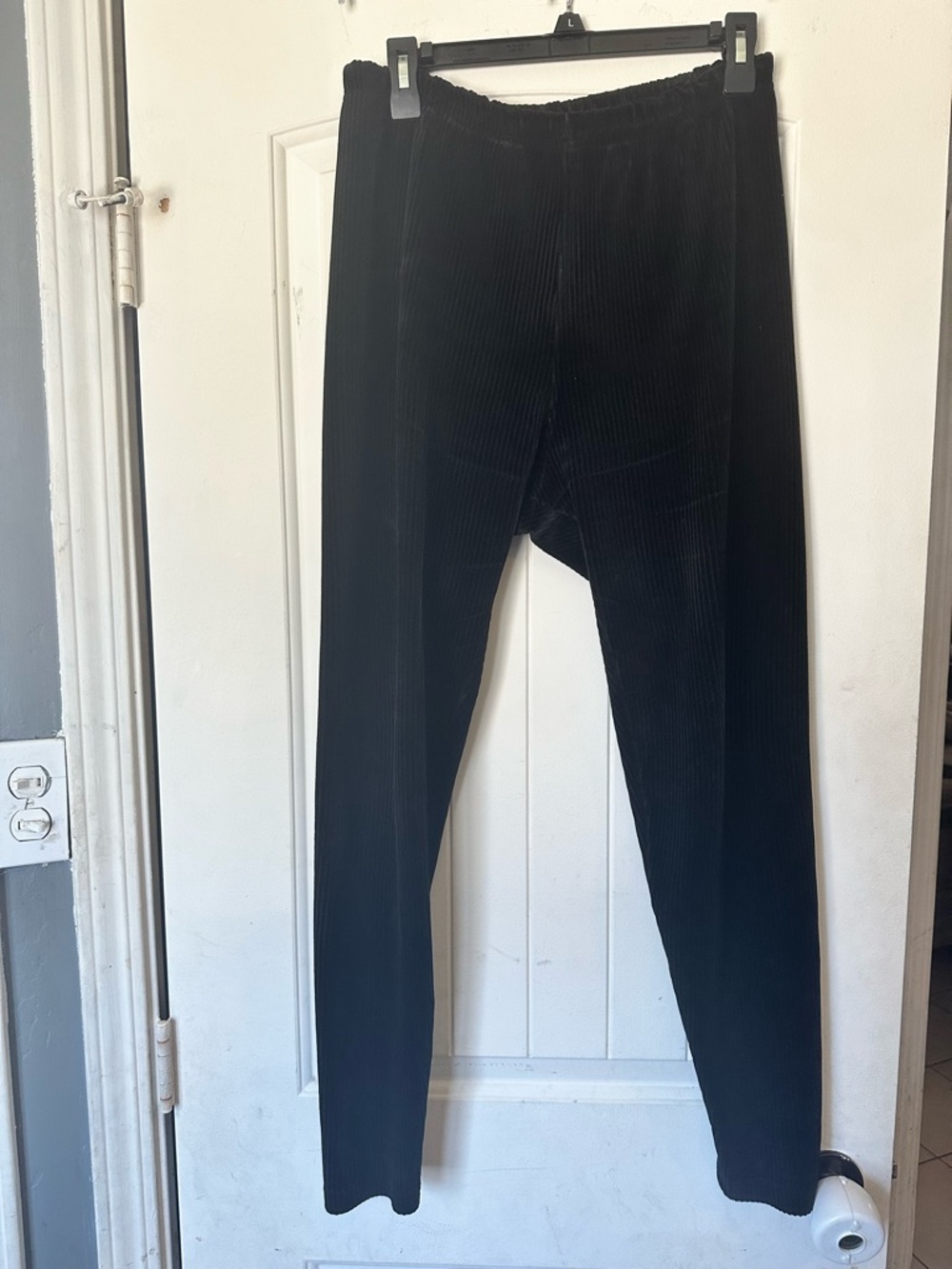 Lauren Ralph Lauren Black Ribbed Velour Corduroy Leggings Size Large